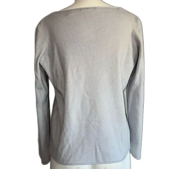 Tahari Light Gray Rayon Blend Sweater Medium M - Picture 3 of 8